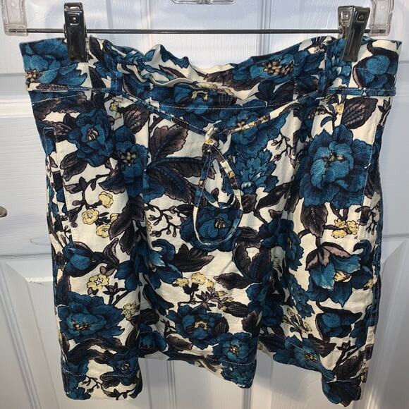 Loft Women's Euro Summer Linen Skirt Set Petite Size SP Blue Floral Travel Beach - Picture 3 of 7